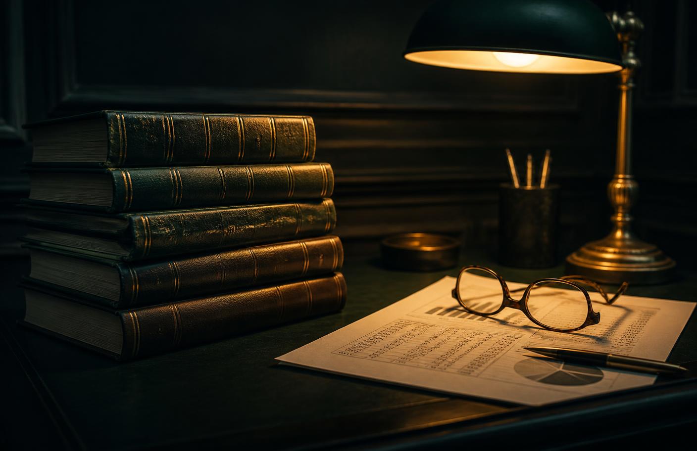 Accounting and tax reference volumes beside a printed financial report used for Missouri cannabis research